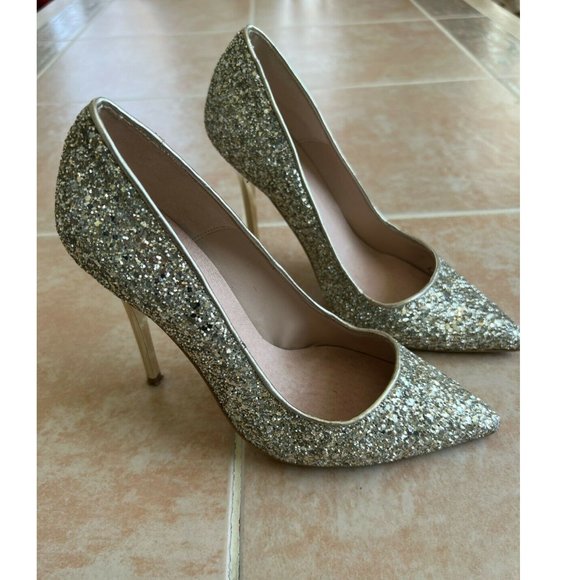 Office  London Made in Spain‎  glitter heels size 37 - Picture 1 of 11